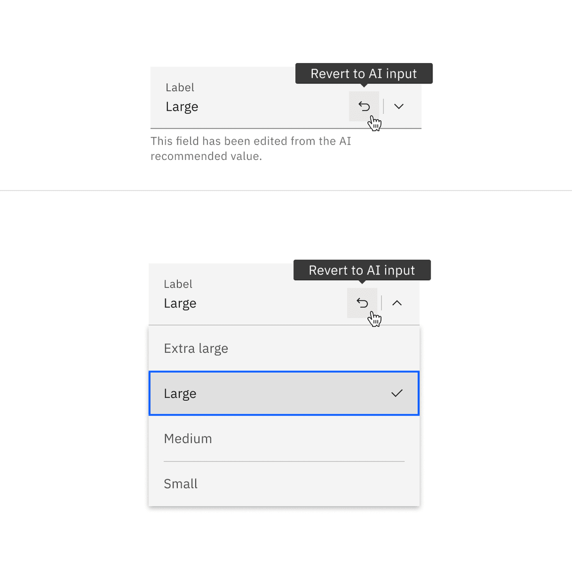 Fluid dropdown AI revert example